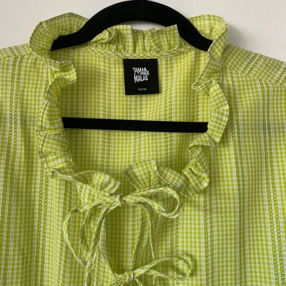 Tamara Malas Laura Gingham Dress in Lime size 14/16 - Picture 2 of 7